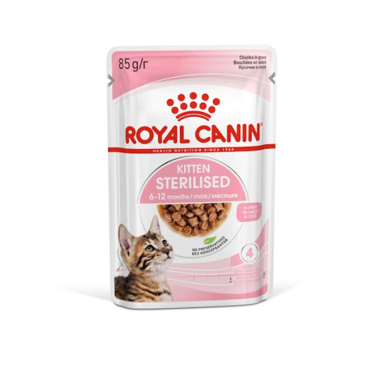Royal Canin Kitten Sterilised – Hrană Umedă pentru Pisici Tinere Sterilizate, în Sos, 85 g